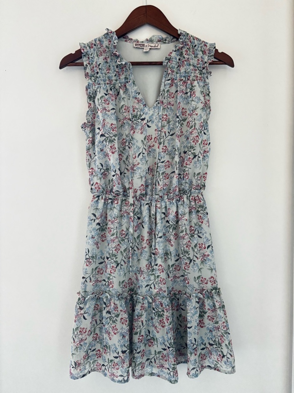 Floral Ruffle Mini Dress Cottagecore Romantic Boho Chic - Picture 2 of 10